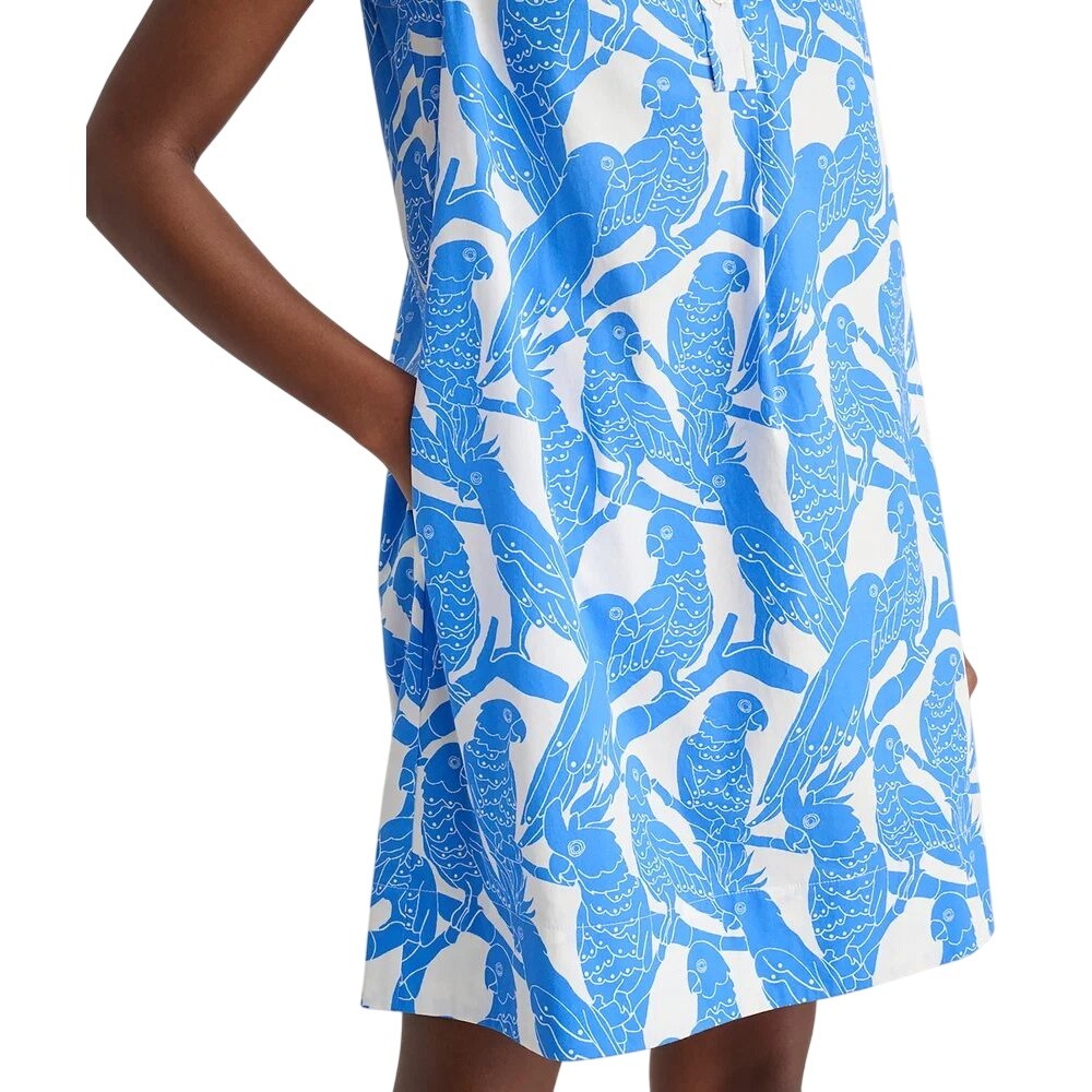 UNTUCKit Jordan Dress Womens Small Blue White Parrot Print Sleeveless A-Line - Picture 2 of 10